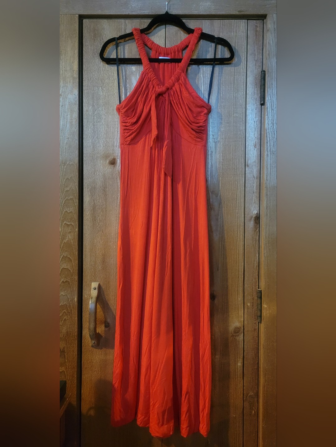Calvin Klein Red Halter Maxi Dress With Front Tie